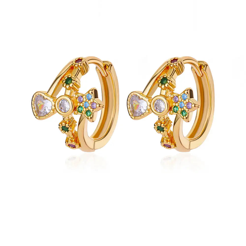 Zircon Star Earring For Women Girl Stainless Steel Hoop Piercing Earring y2k 2024 New Jewelry Accessories Gift aretes