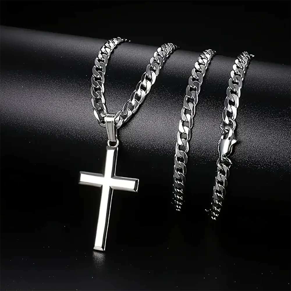 925 Sterling Silver Cross Necklace for Men & Women - Crucifix Pendant Necklace