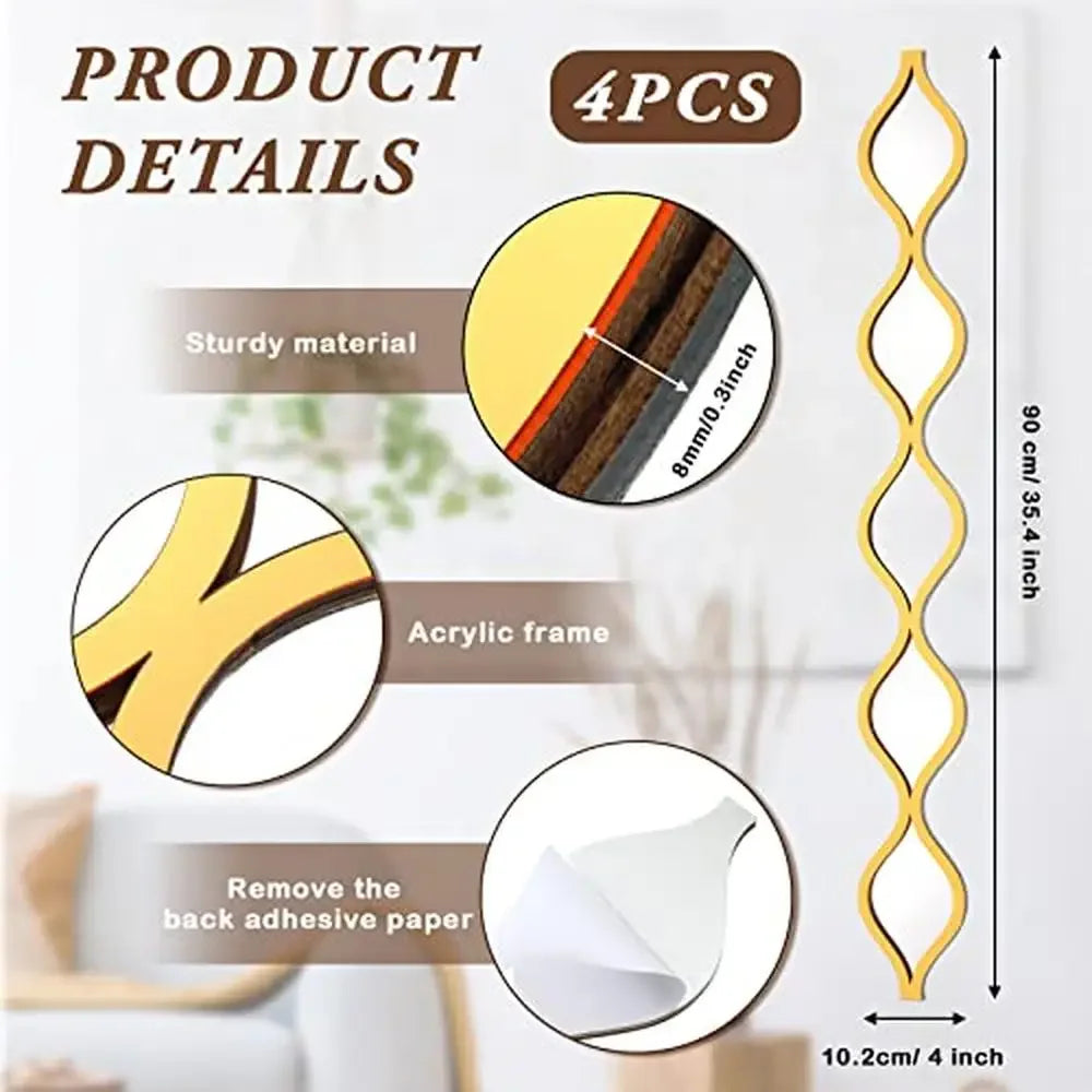 Teardrop Mirror Wall Art Decor Set of 4 Gold