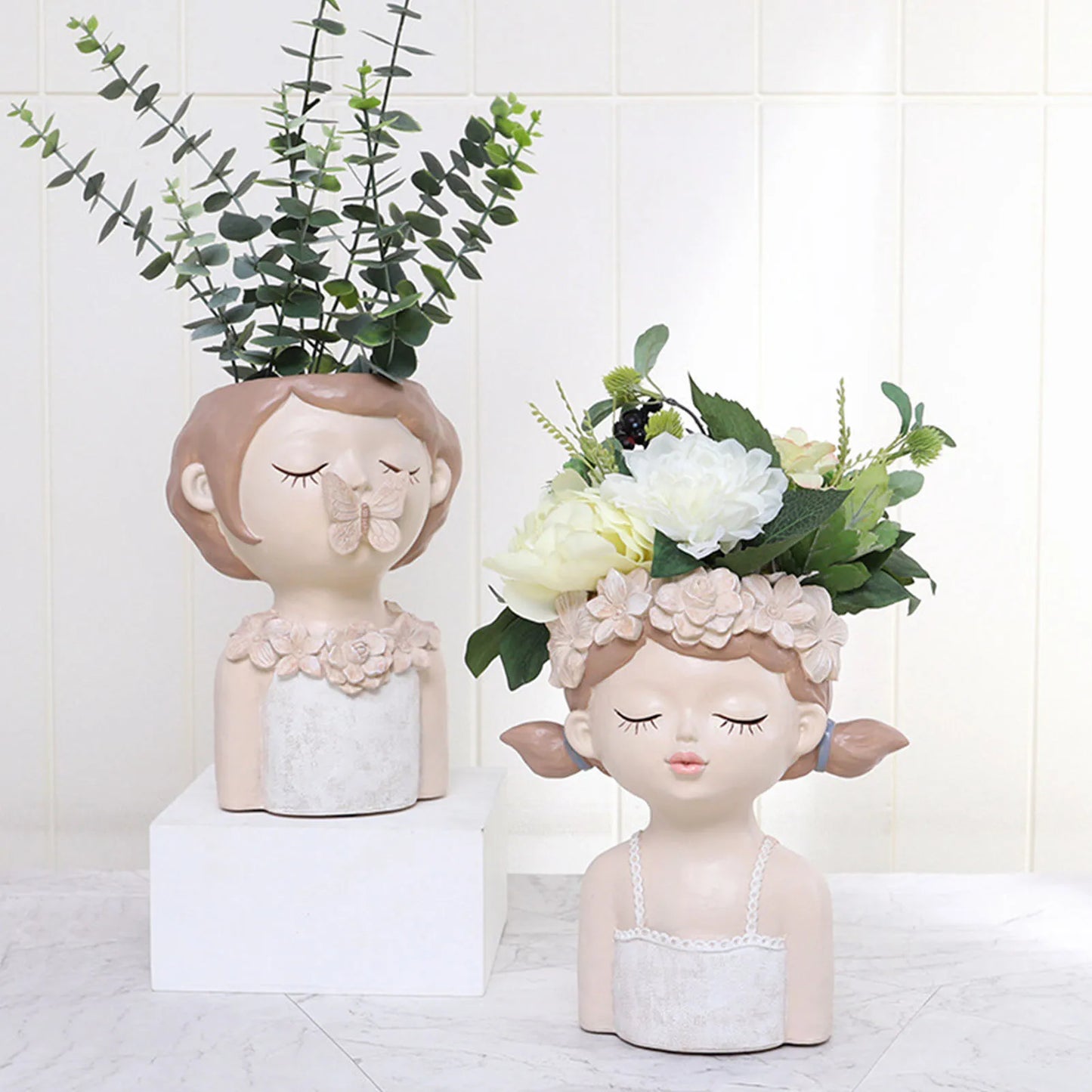 Creative Cute Girl Resin Flower Pot