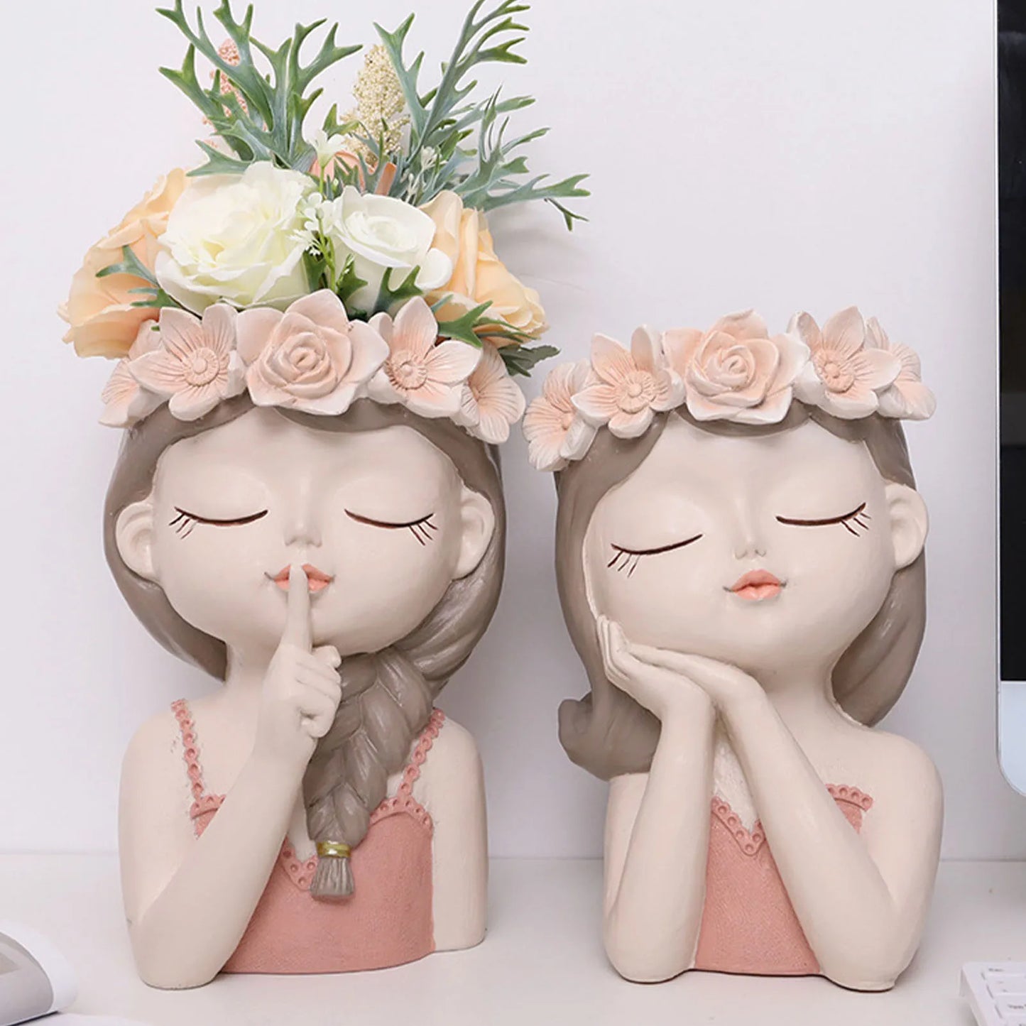 Creative Cute Girl Resin Flower Pot