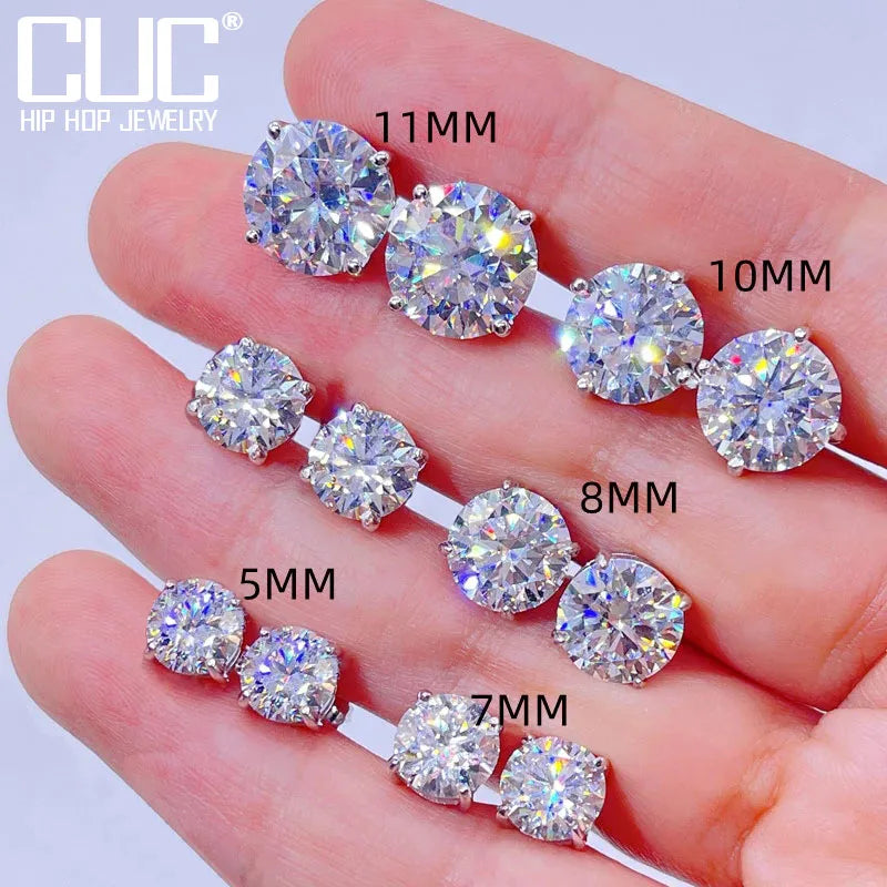 CUC 3-14MM AAAA Zircon Stud Earrings Screw/Push Back For Women -Men Fashion Trend Jewelry