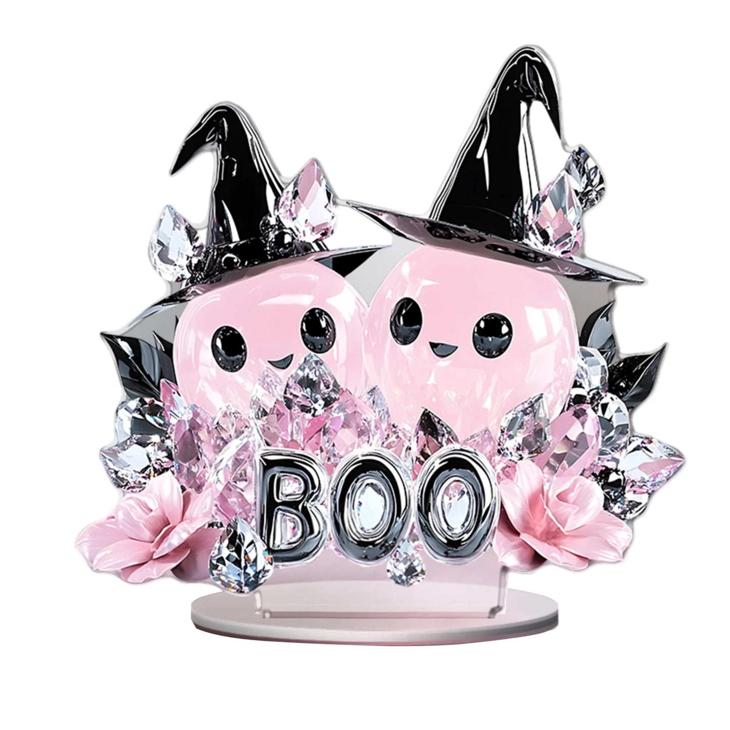 Halloween Party Decorations - Spooky Acrylic Crystal Pumpkin 2D - Flat Statue Ornament - Table Centerpiece for Home Décor