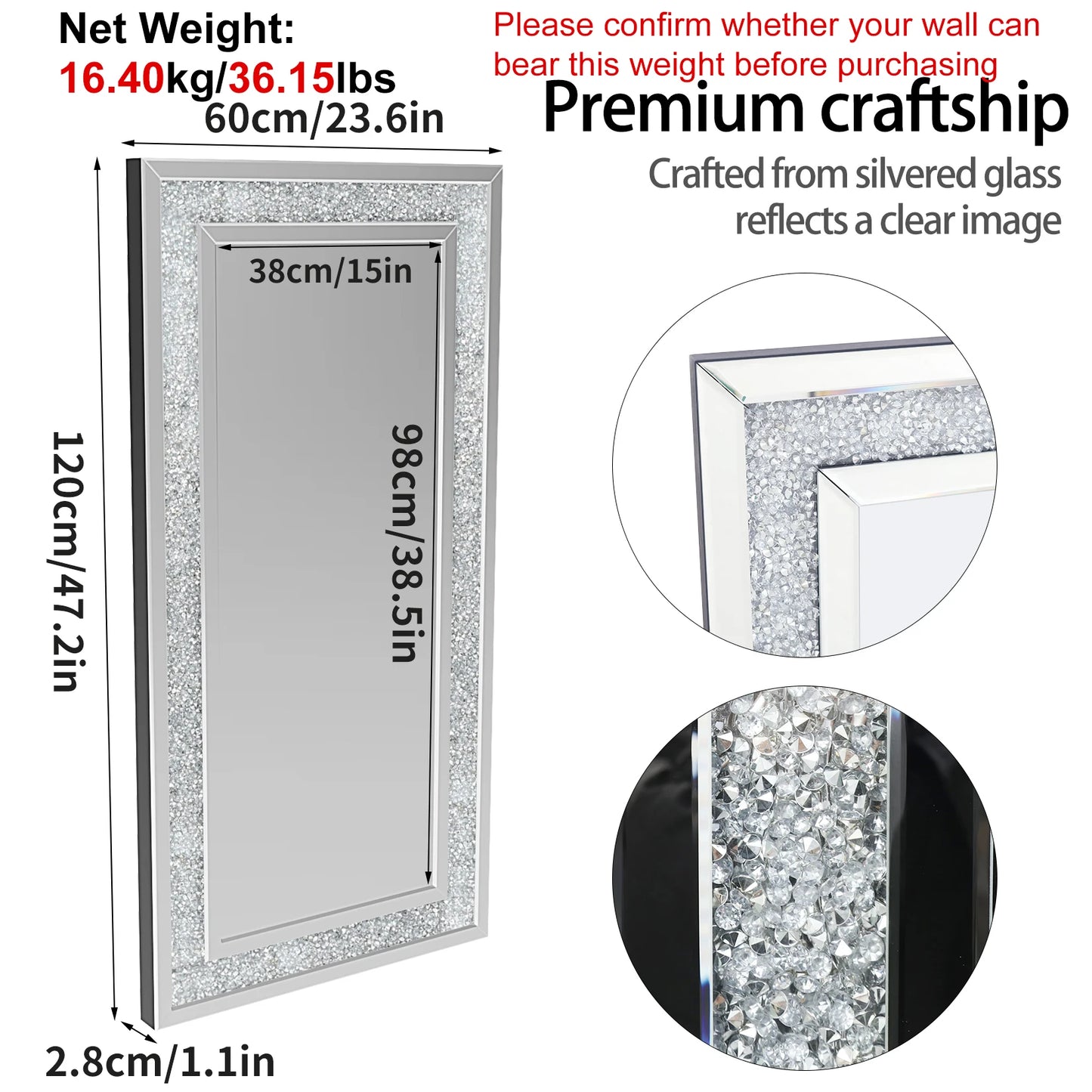 Crystal Crush Diamond Wall Mirror