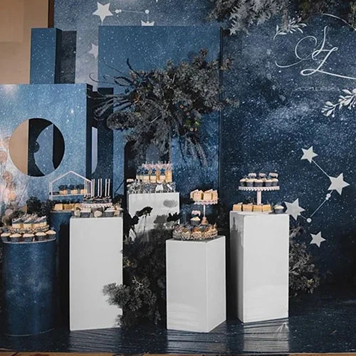 3PCs Metal Display Pedestal Stand  - White Pedestal for Sculpture Display