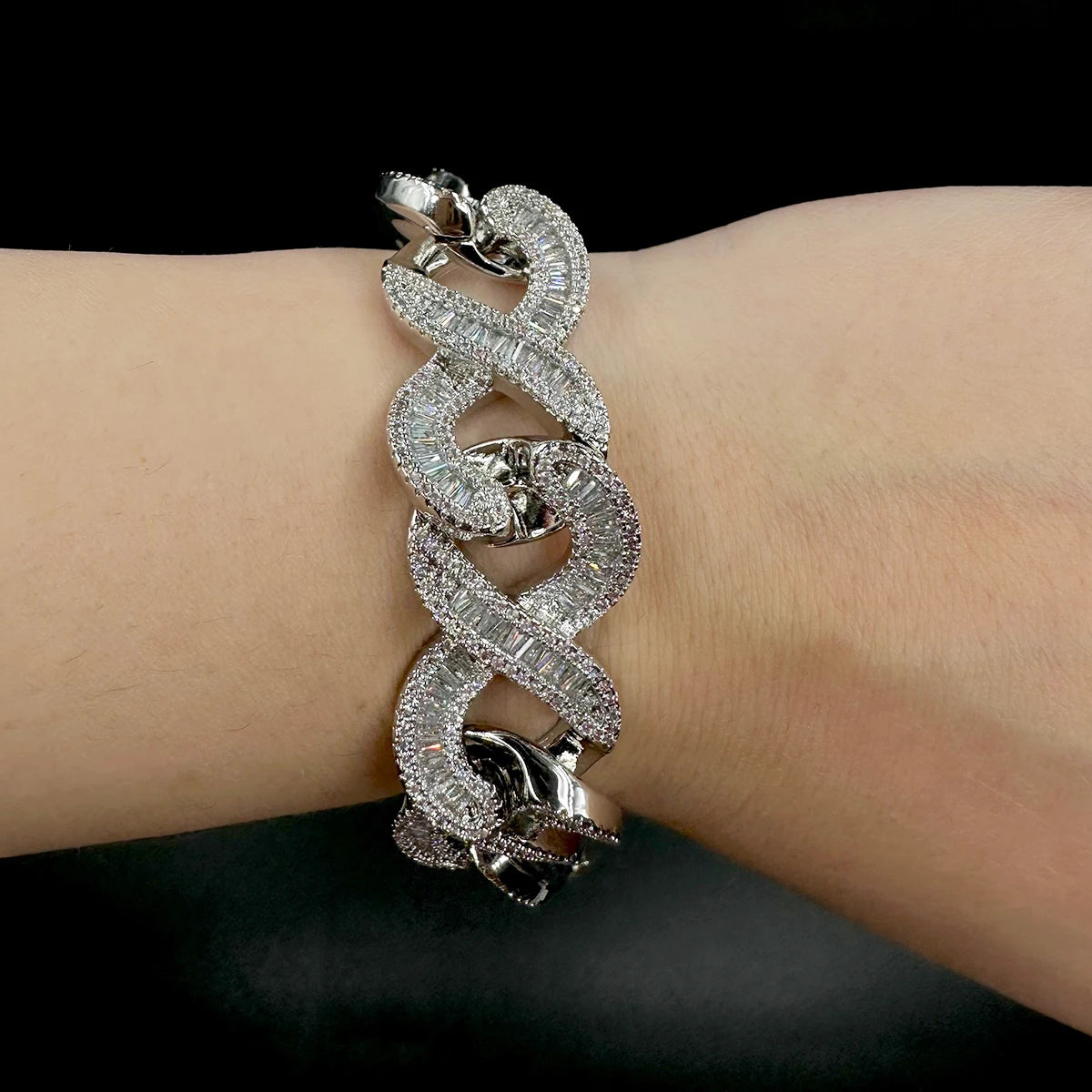 Baguette Zircon 8 Cuban Link Bracelet for Women