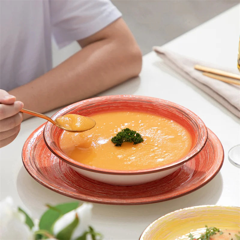 18 Piece Stoneware Tableware Set - Vintage Dinner Plate in Shabby Chic Design - Dinnerware for 6 People