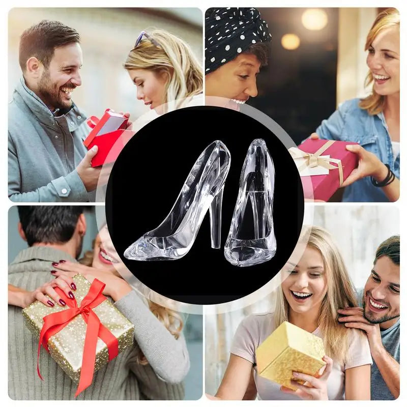 Cinderellas Crystal Glass Slipper Shoe - Transparent Acrylic High-Heeled Shoes -  Beautiful Home Decor