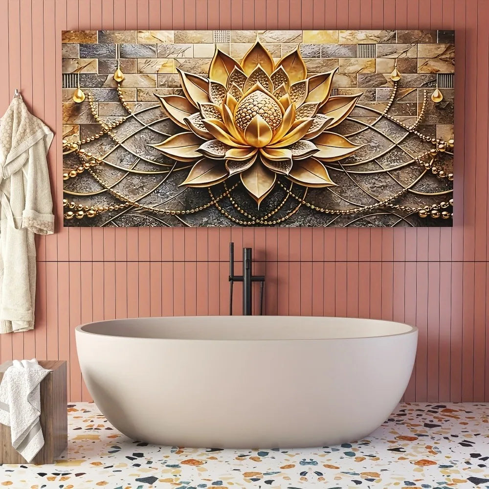 Modern abstract black gold floral canvas art