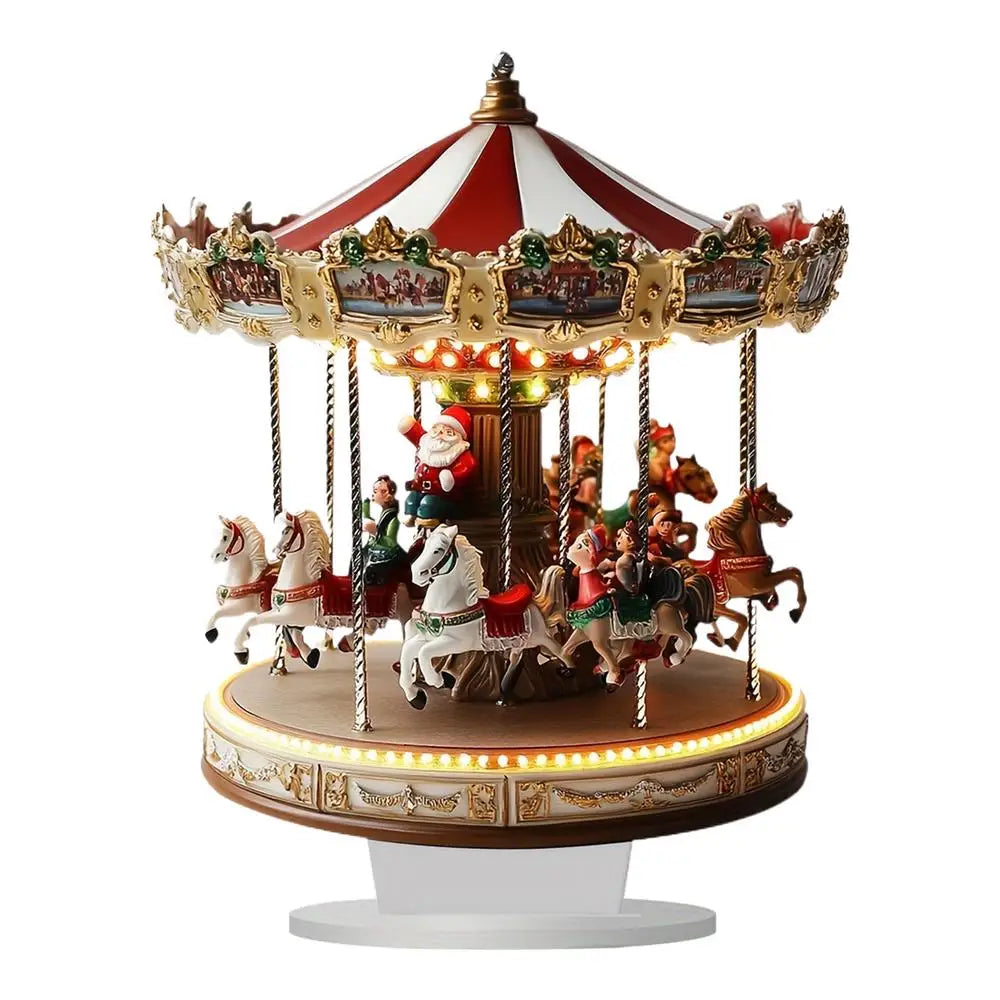 Carousel Decor - Acrylic -l Carousel Scene- Christmas Village -Christmas Merry Go Round