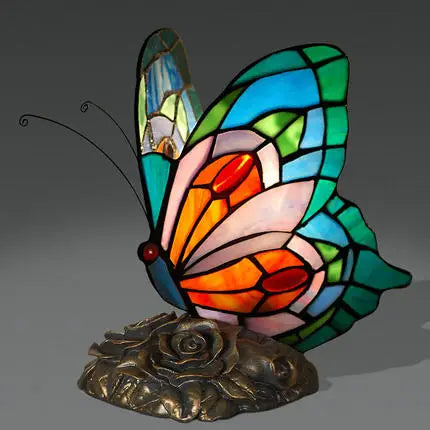 Tiffany Table Lamp Retro Stained Glass Butterfly Desk Lamp