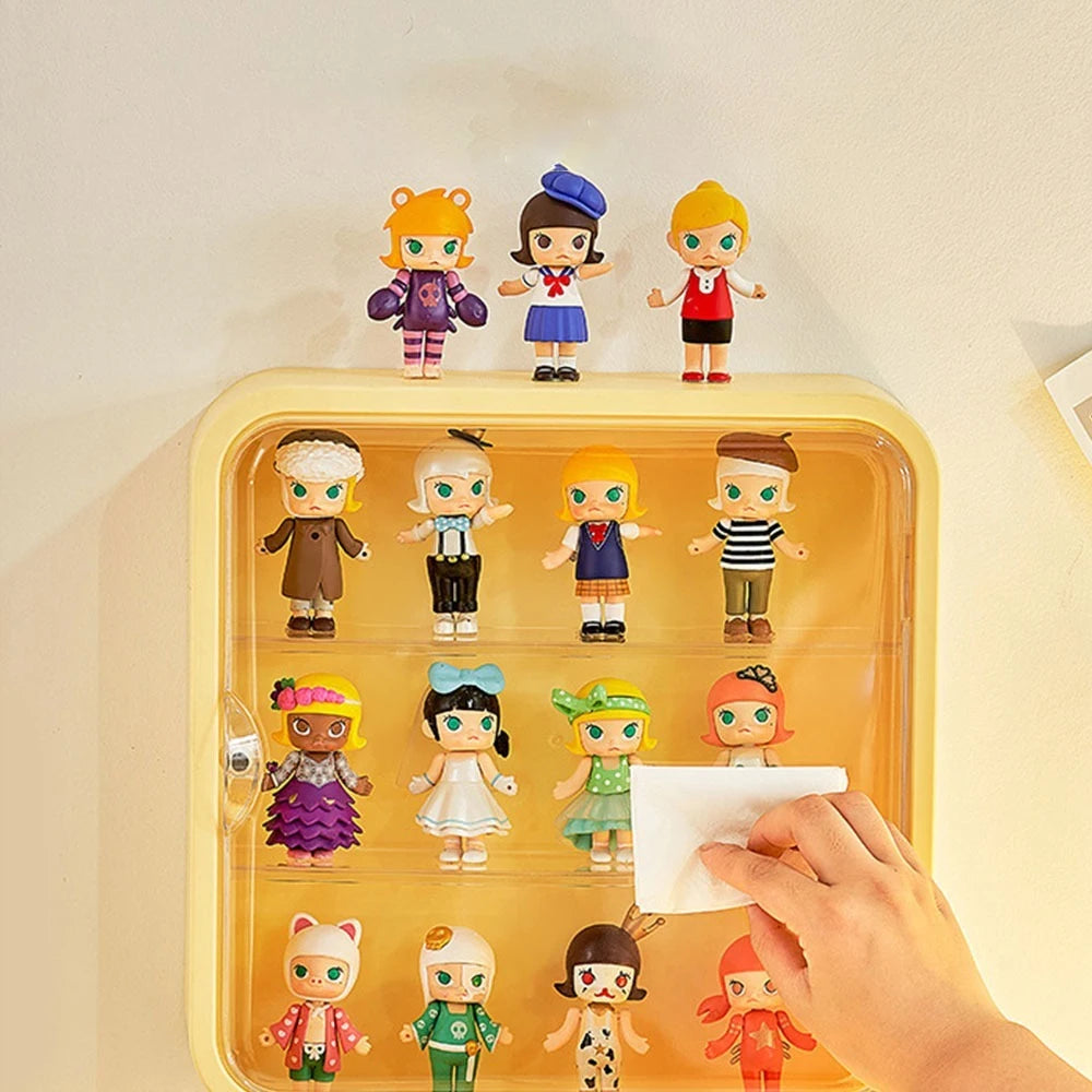 Clear Display Case for Figures, Wall-Mounted Doll Storage - 3Layer Storage Box