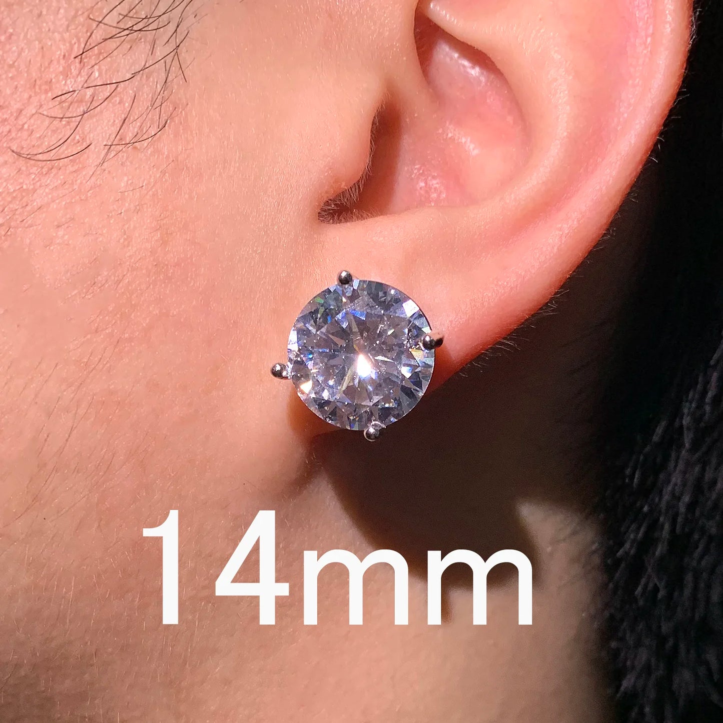 CUC 3-14MM AAAA Zircon Stud Earrings Screw/Push Back For Women -Men Fashion Trend Jewelry