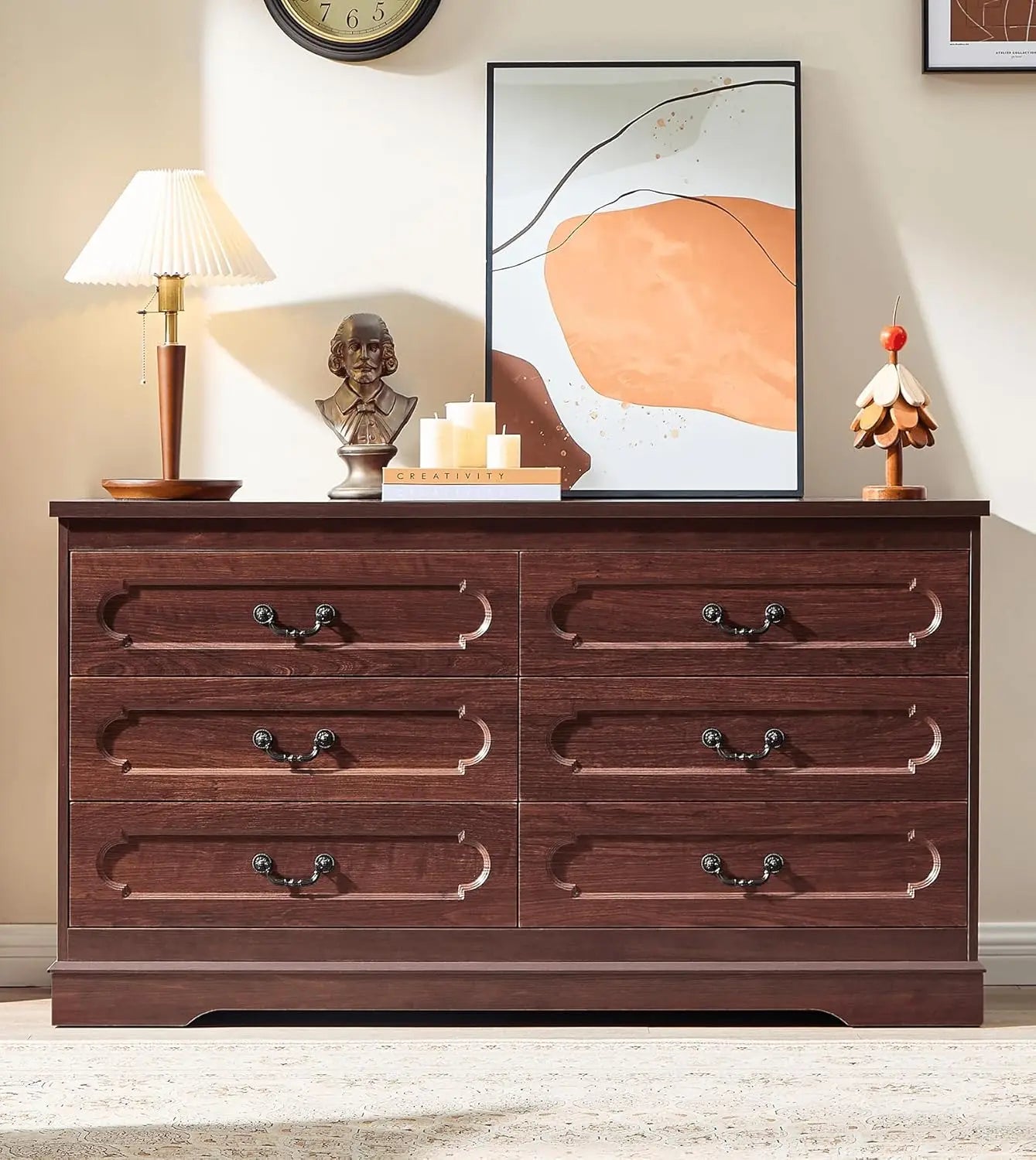 5 Drawer Dresser for Bedroom  Cherry Wood
