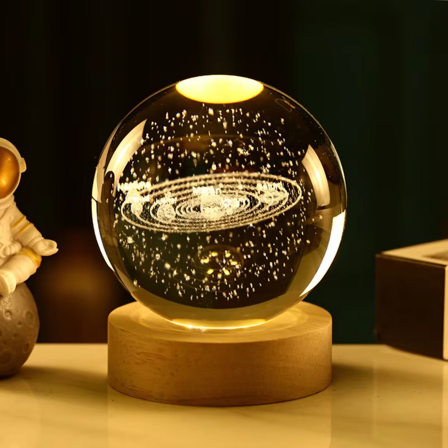 Christmas Decorations - Luxury personalized glass crystal ball with wooden base
